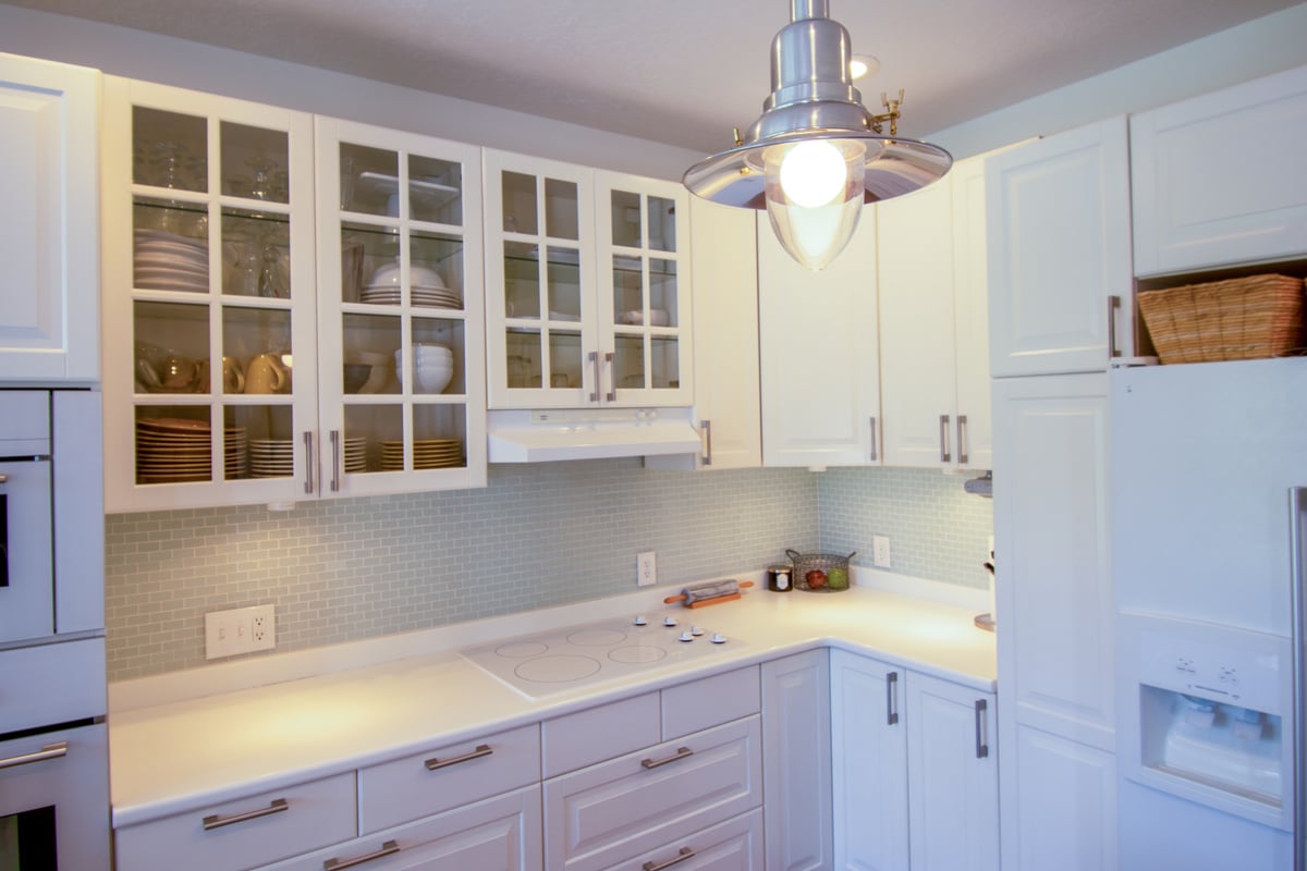 White Wooden Cabinets in the Kitchen